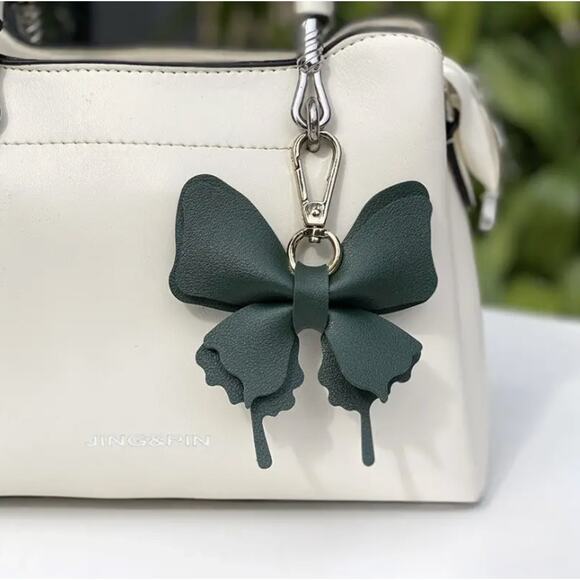 Love Bling USA Accessories - Dark Green Butterfly Faux Leather Keychain Bag Charm